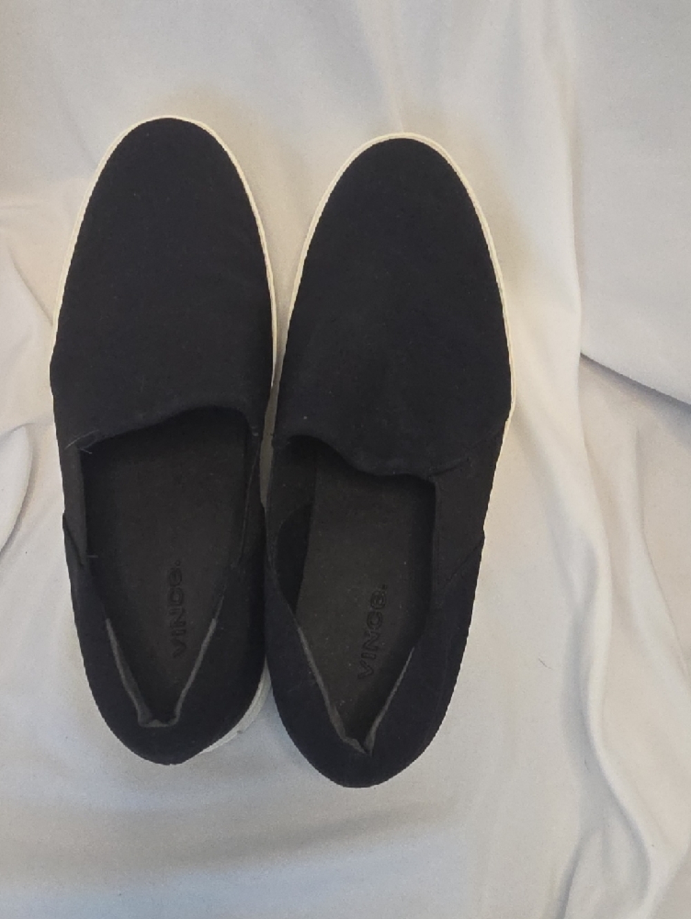 Vince Black Slip-On Platform Sneakers with White Sole - Picture 3 of 4